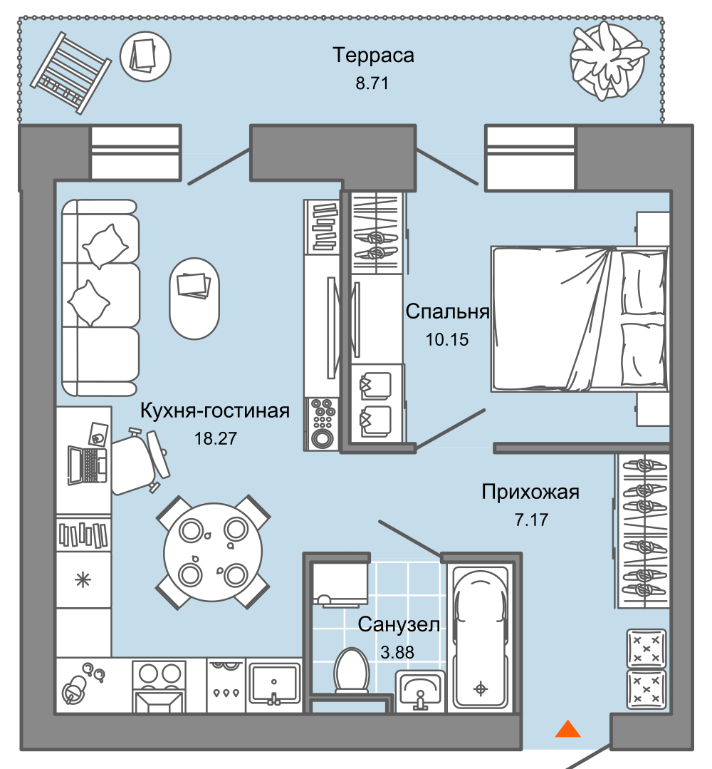 планировка квартиры 42 м2
