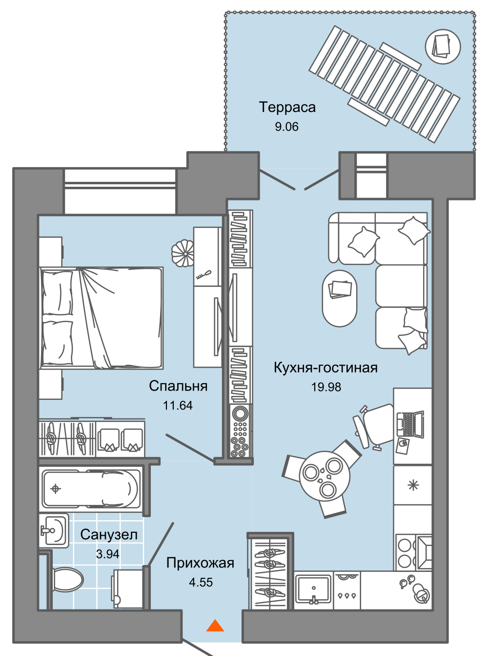 планировка квартиры 43 м2