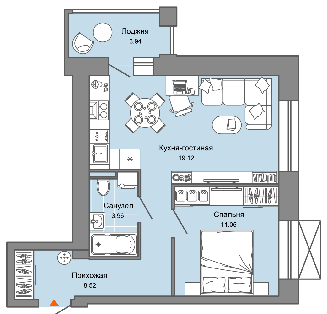 планировка квартиры 45 м2