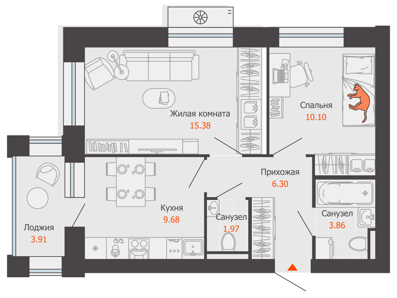 планировка квартиры 49 м2
