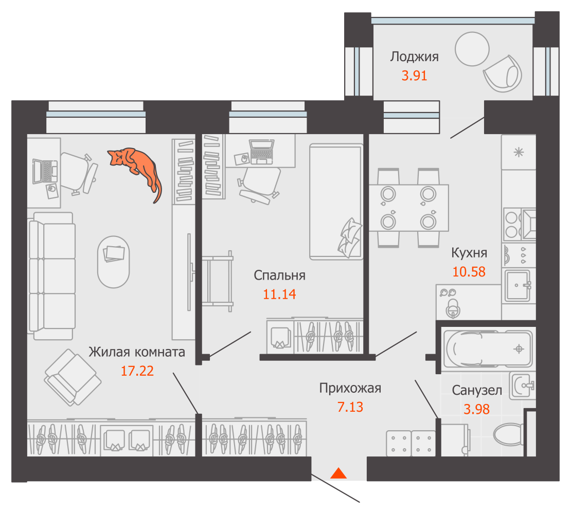 планировка квартиры 52 м2