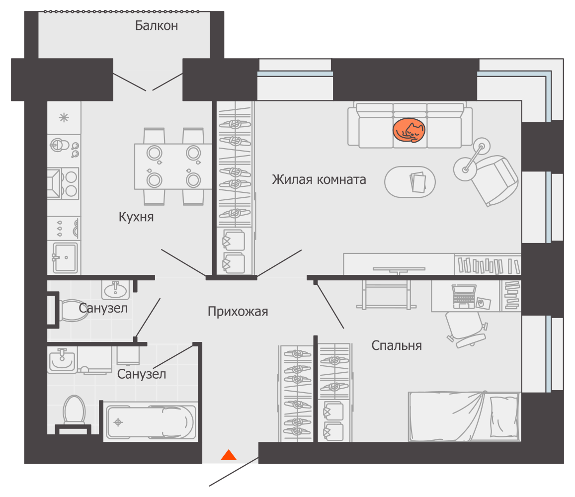 планировка квартиры 52 м2