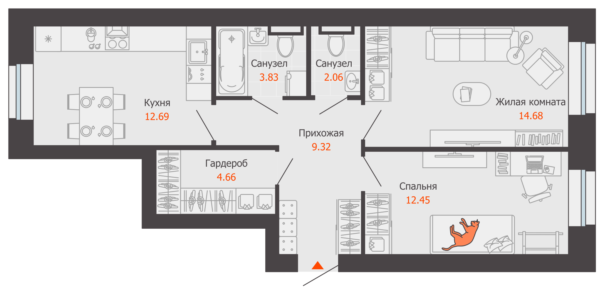 планировка квартиры 60 м2