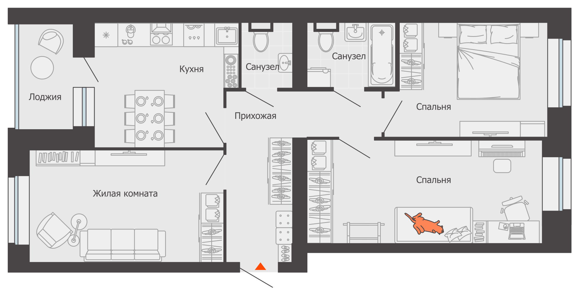 планировка квартиры 75 м2