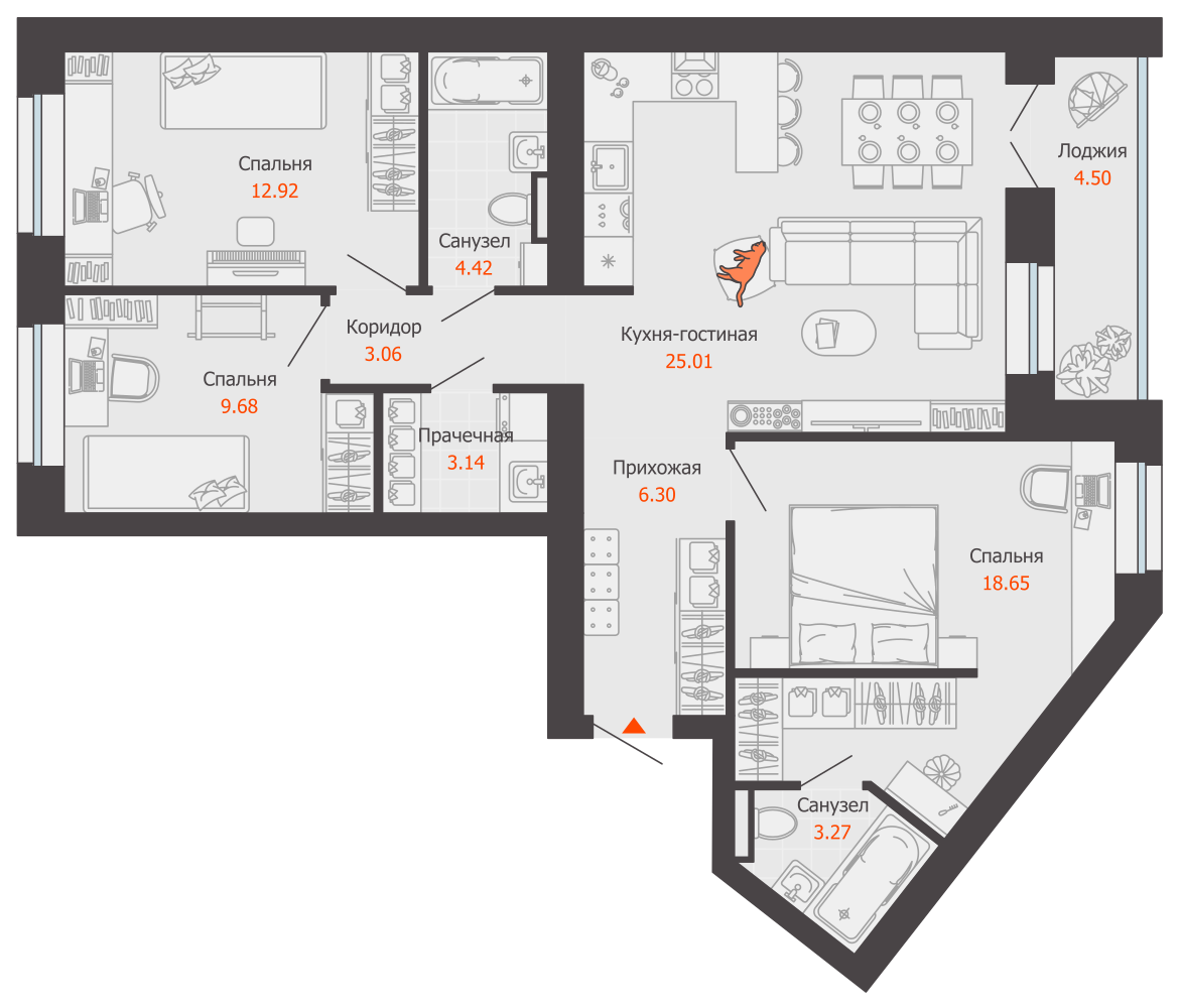 планировка квартиры 89 м2