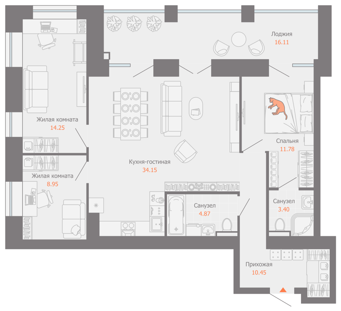 планировка квартиры 96 м2
