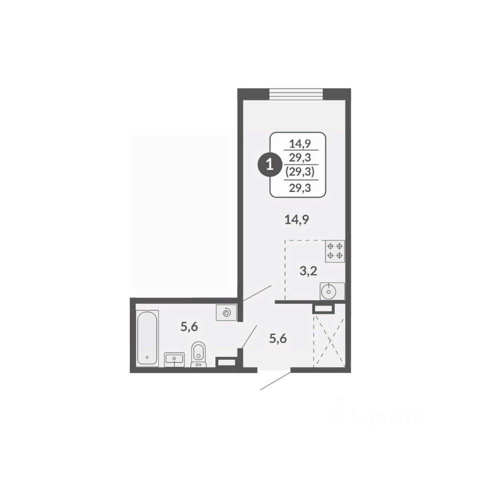 планировка квартиры 29 м2