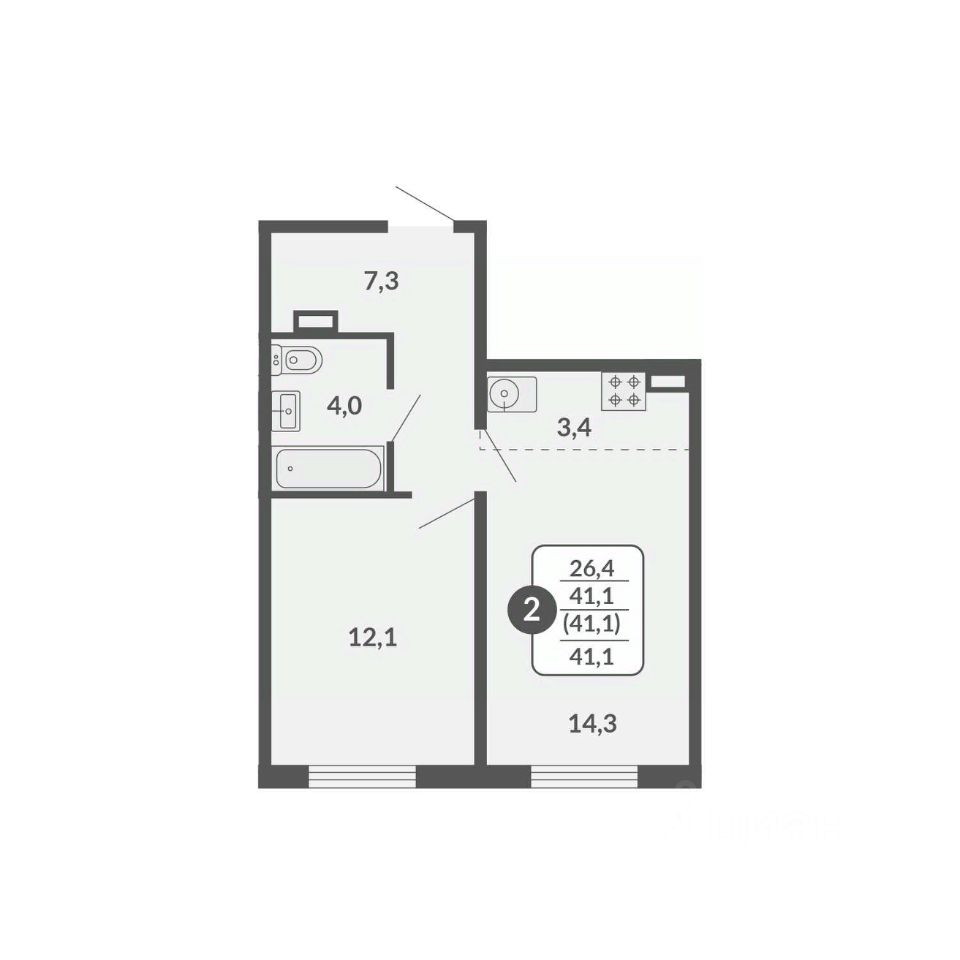 планировка квартиры 41 м2