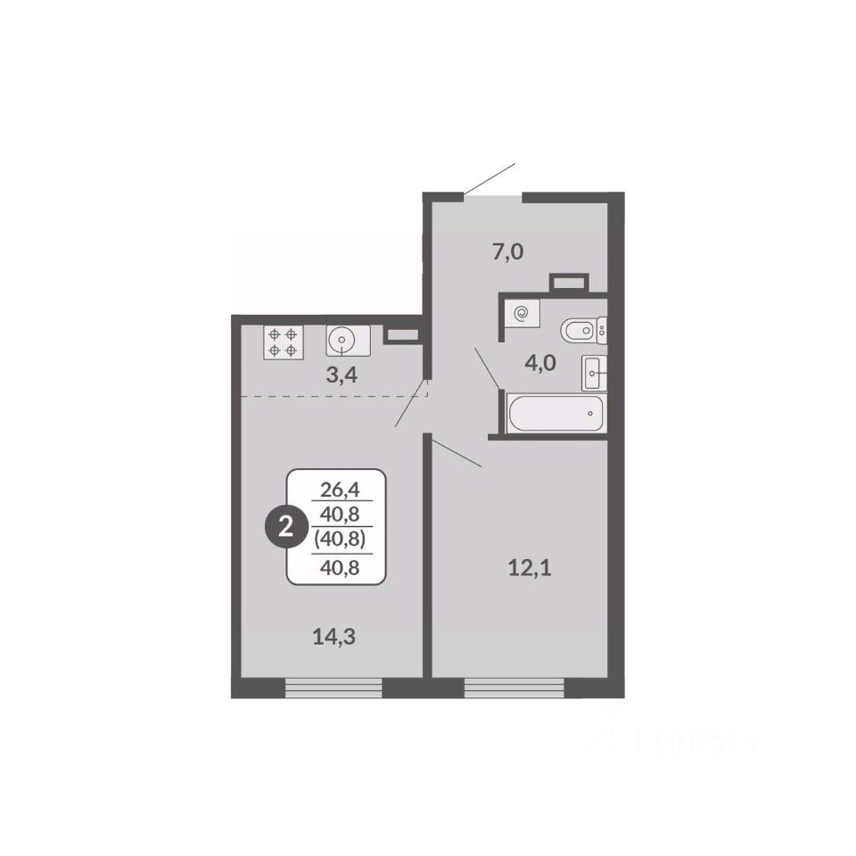 планировка квартиры 41 м2