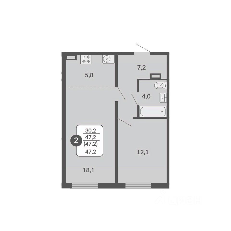 планировка квартиры 47 м2