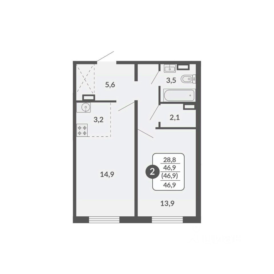 планировка квартиры 47 м2