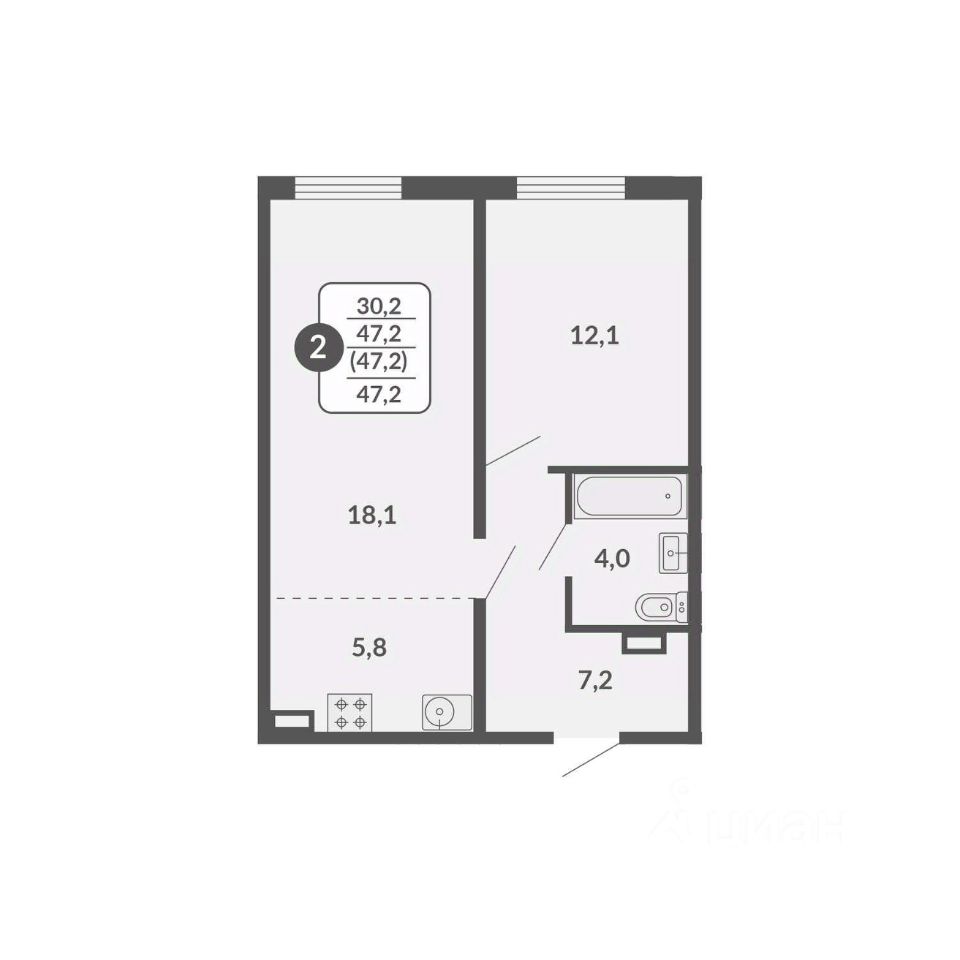 планировка квартиры 47 м2