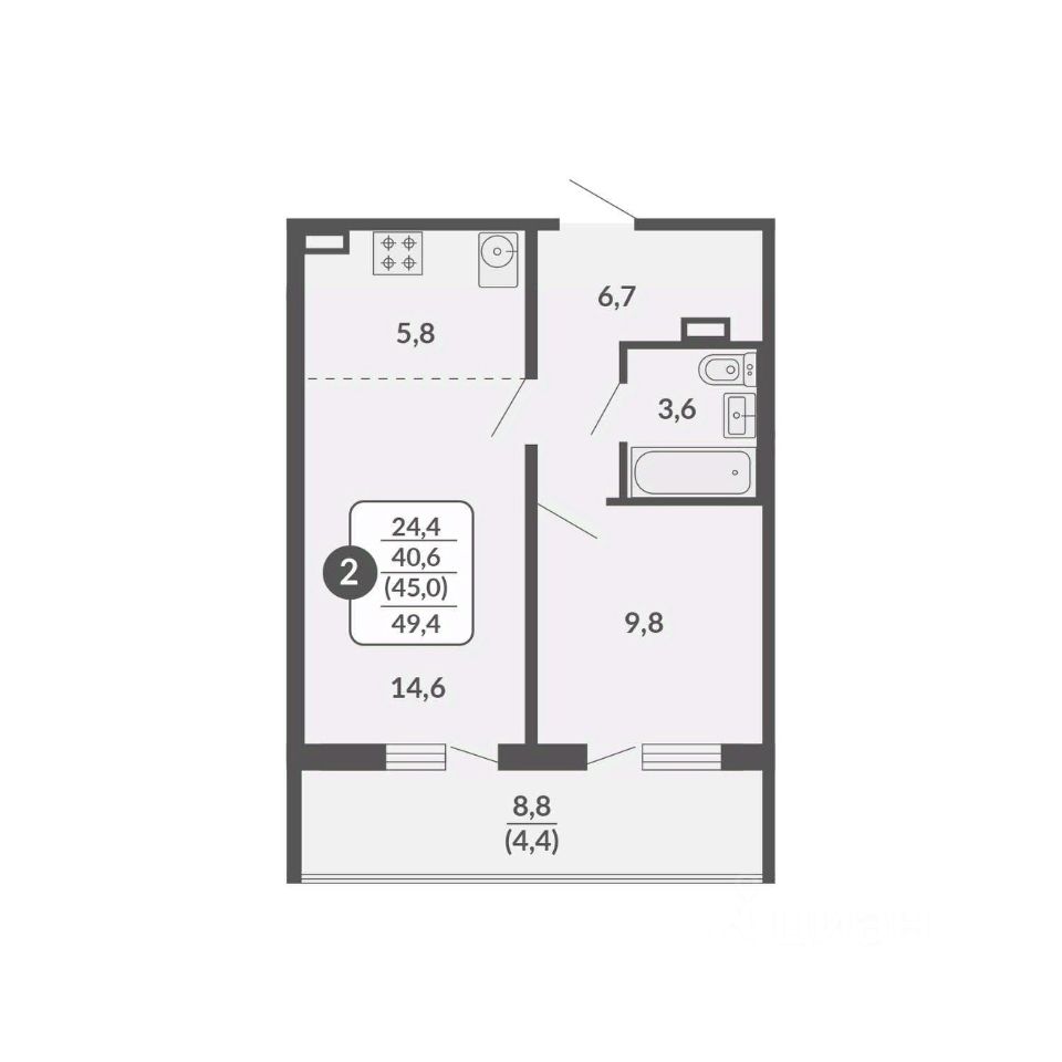 планировка квартиры 49 м2