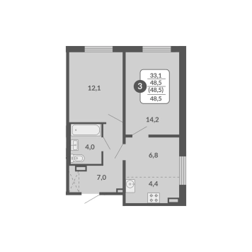 планировка квартиры 48 м2