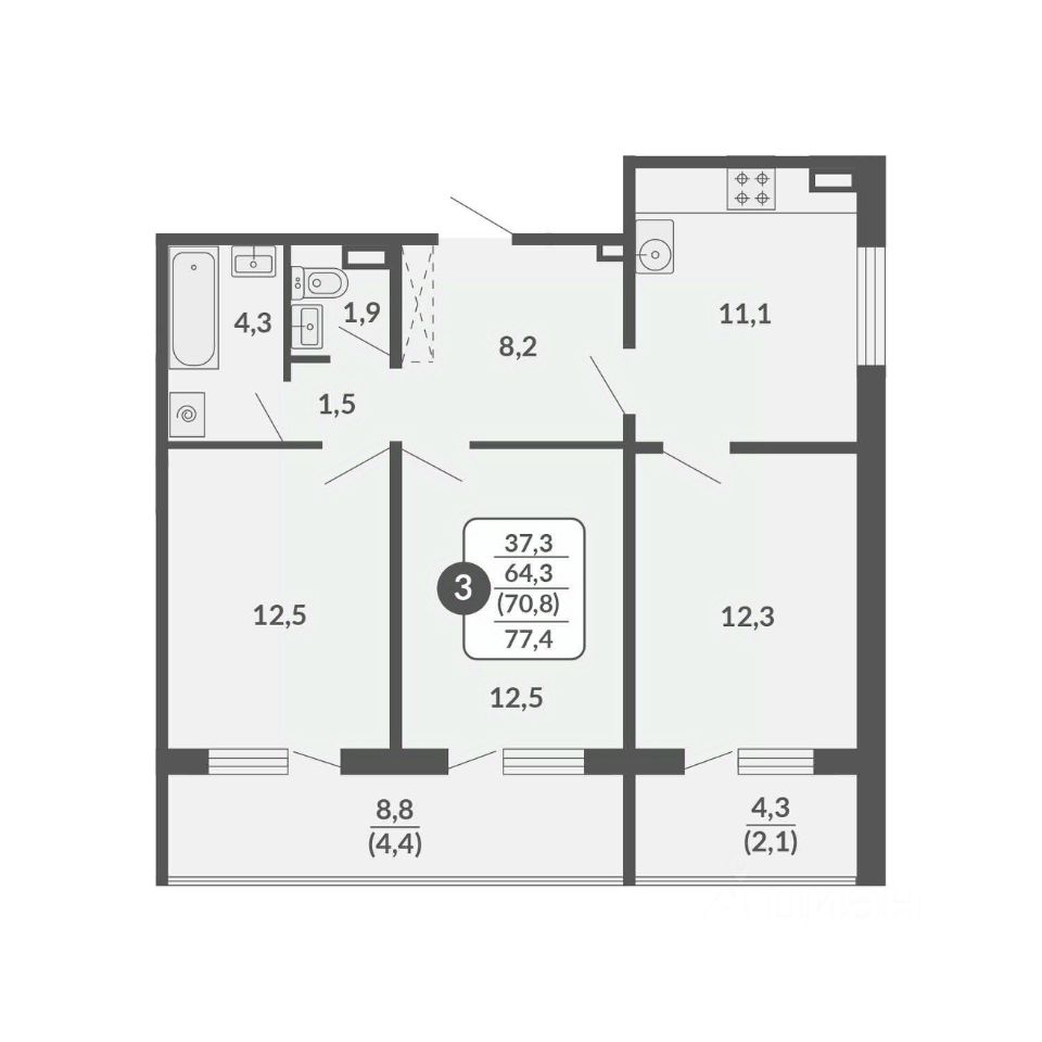 планировка квартиры 77 м2