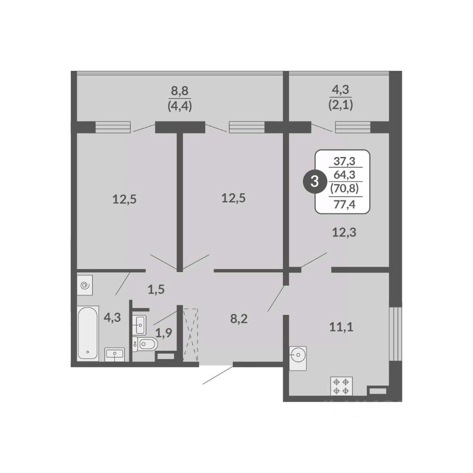 планировка квартиры 77 м2