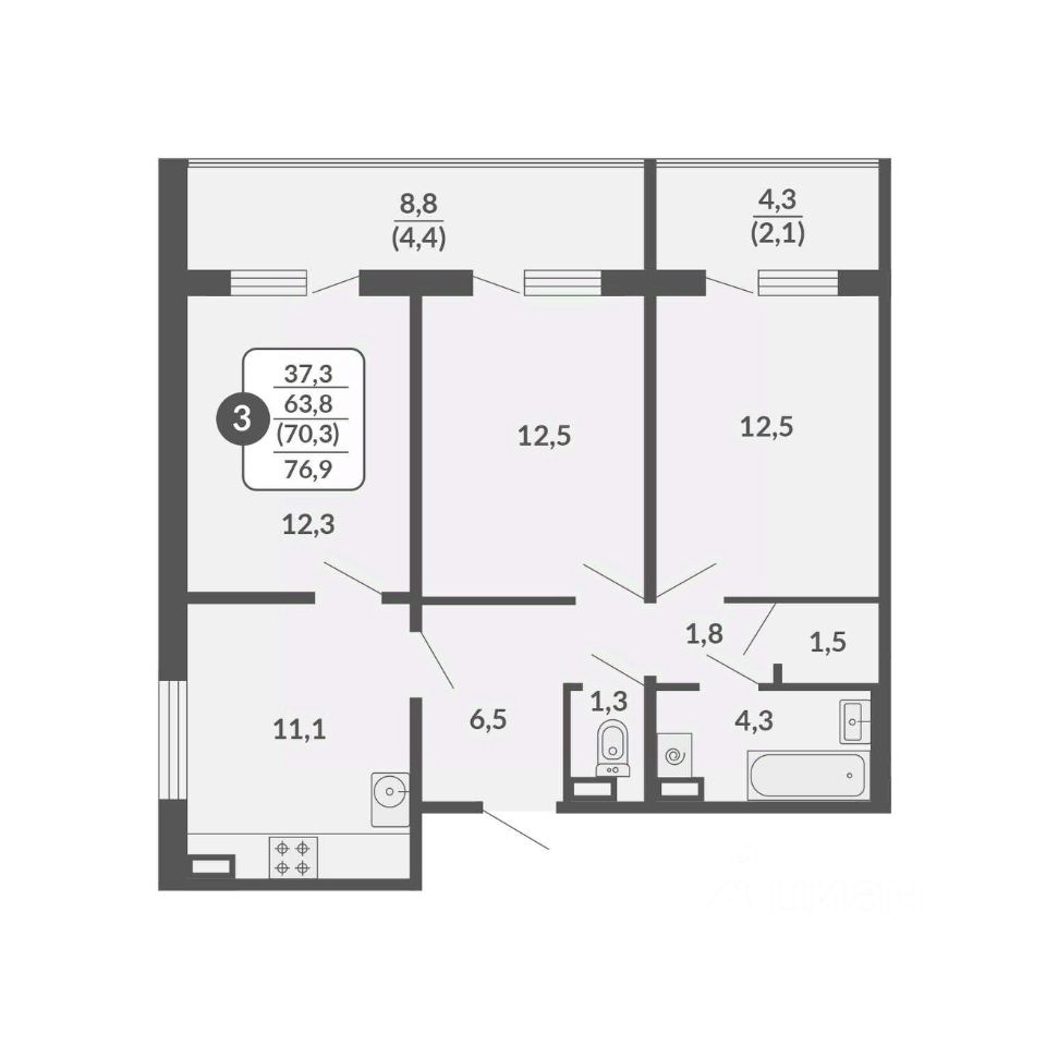 планировка квартиры 77 м2