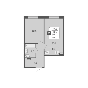 планировка квартиры 41 м2