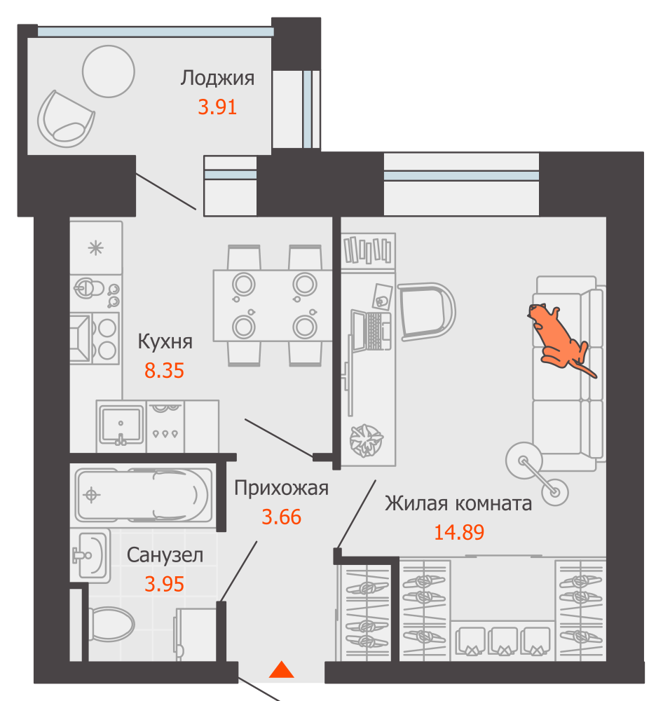 планировка квартиры 33 м2