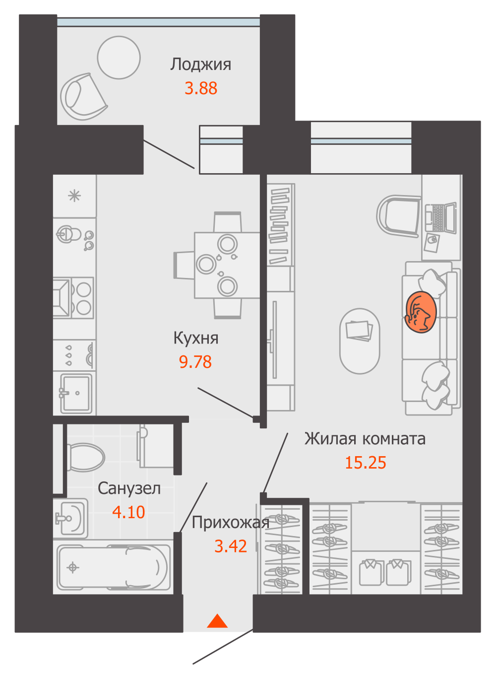 планировка квартиры 34 м2