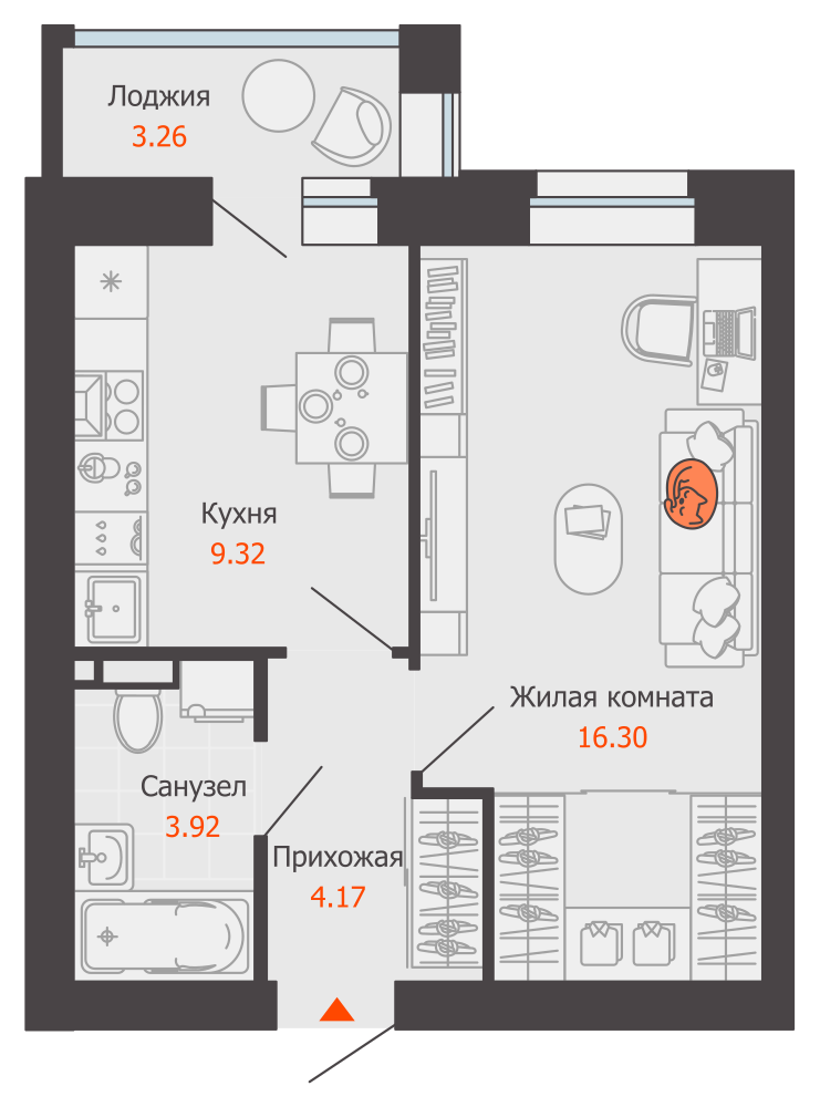 планировка квартиры 35 м2