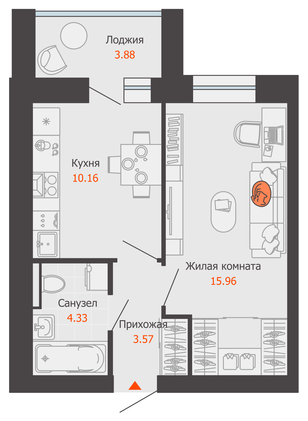 планировка квартиры 36 м2