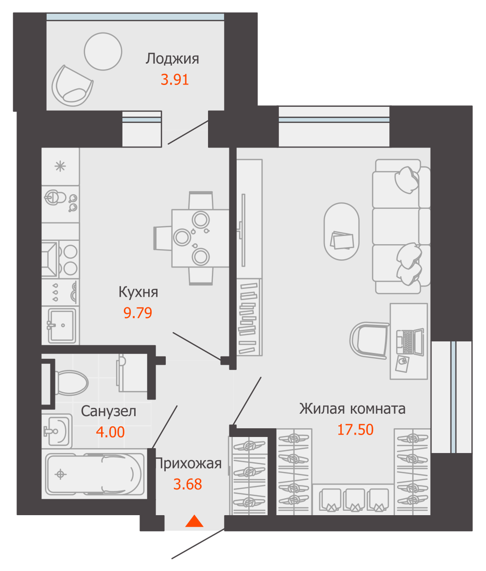 планировка квартиры 37 м2
