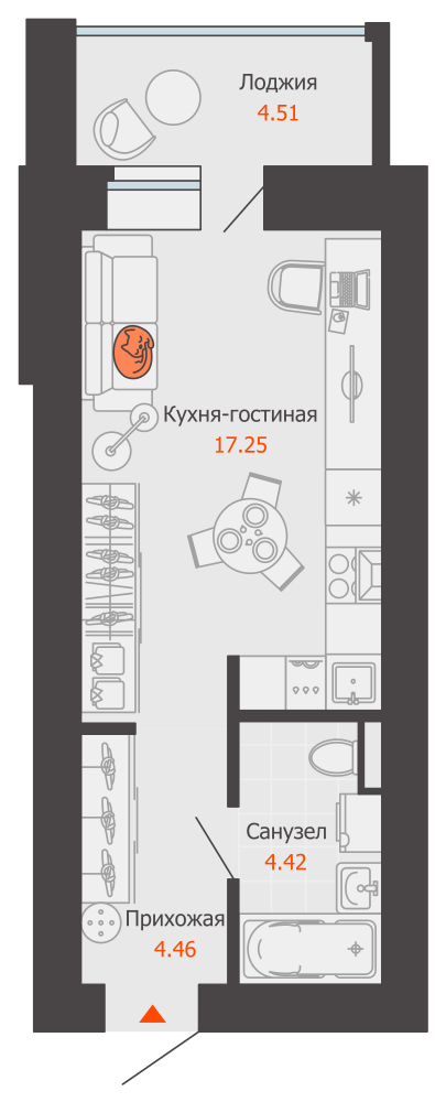 планировка квартиры 28 м2